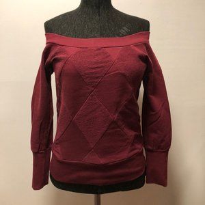 All Saints Argyle Patch Sweat (New) – Wine Size S